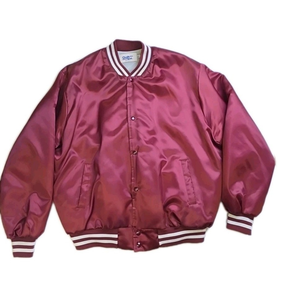 Texas A&M Aggies Vintage 80s Chalk Line Satin Bomber Jacket Maroon Red XXL USA - Picture 4 of 10